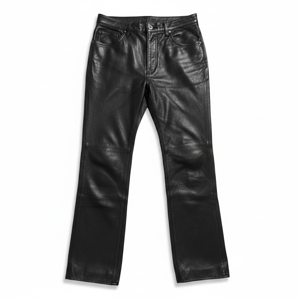 Elements by Vakko Black 100% Leather Straight Leg Pants‎ Womens Size 10 India